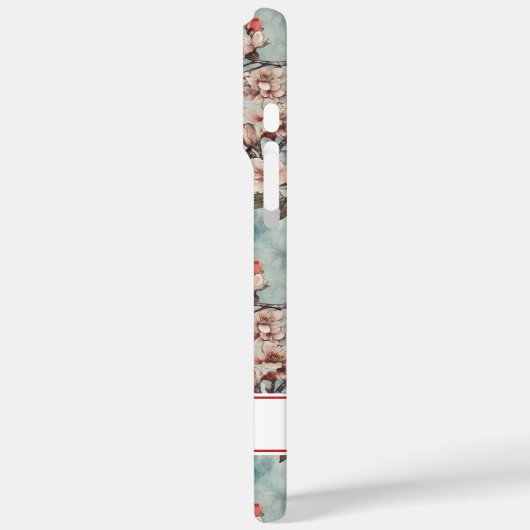 Cherry Blossoms Teal Sakura Print Monogrammed Case-Mate iPhoneケース (裏面 / 左)