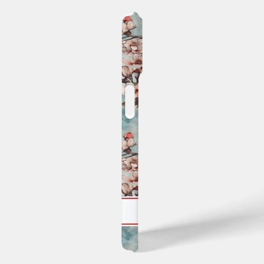 Cherry Blossoms Teal Sakura Print Monogrammed Case-Mate iPhoneケース (裏面 / 右)