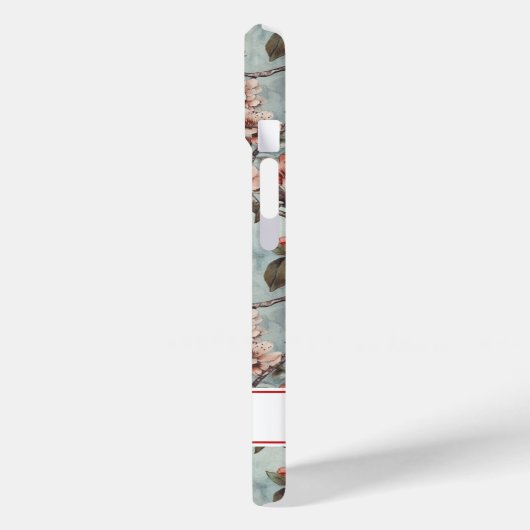 Cherry Blossoms Teal Sakura Print Monogrammed Case-Mate iPhoneケース (裏面 / 左)