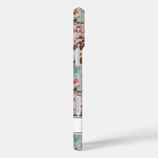 Cherry Blossoms Teal Sakura Print Monogrammed Case-Mate iPhoneケース (裏面 / 右)