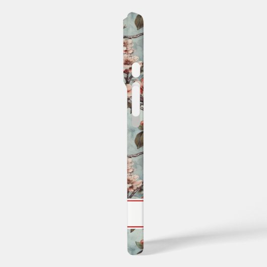 Cherry Blossoms Teal Sakura Print Monogrammed Case-Mate iPhoneケース (裏面 / 左)