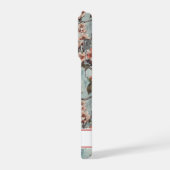 Cherry Blossoms Teal Sakura Print Monogrammed iPhoneケース (左側面)