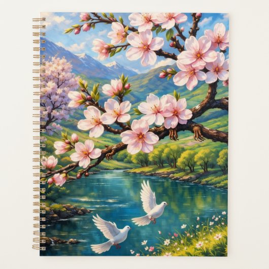 Cherry Blossoms, White Doves, and Mountain Planner プランナー手帳 (正面)