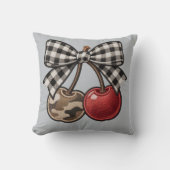 Cherry Bomb Camo & Plaid Faux-Embroidery クッション (正面)