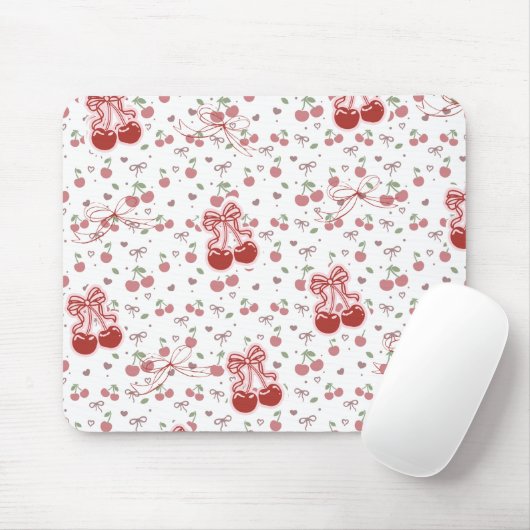Cherry Bow Mousepad – Cute Desk Acessory マウスパッド (マウス)