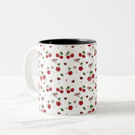 Cherry & Bow Pattern Coffee Mug  ツートーンマグカップ