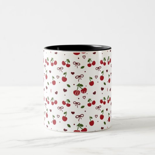 Cherry & Bow Pattern Coffee Mug  ツートーンマグカップ (中央)