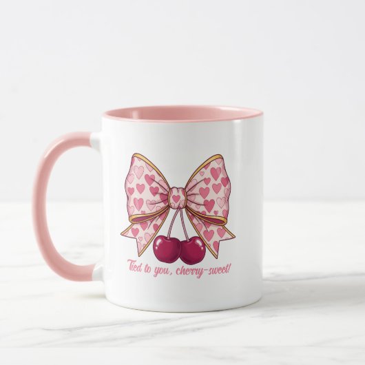 Cherry Bow Valentine’s Day Mug – Cute Kawaii Love  マグカップ (左)