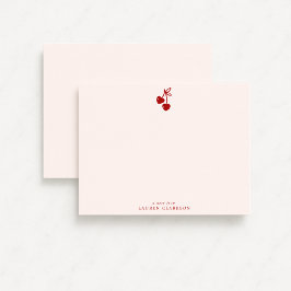Cherry Bow Valentine’s Day Note Card 招待状