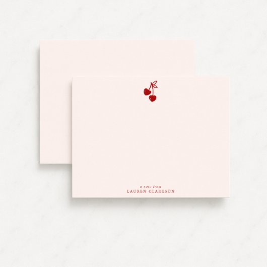 Cherry Bow Valentine’s Day Note Card 招待状