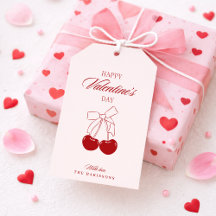 Cherry Bow Valentines Gift Tags