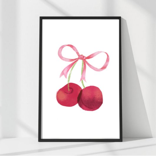 Cherry & Bow Wall Art – 24x36 Poster, Nursery  ポスター