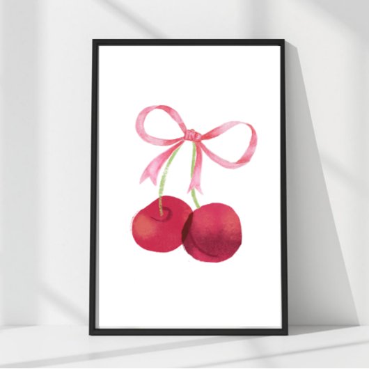 Cherry & Bow Wall Art – 4x6 Poster ポスター