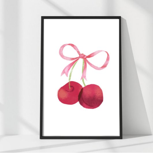Cherry & Bow Wall Art – 8x12 Poster ポスター