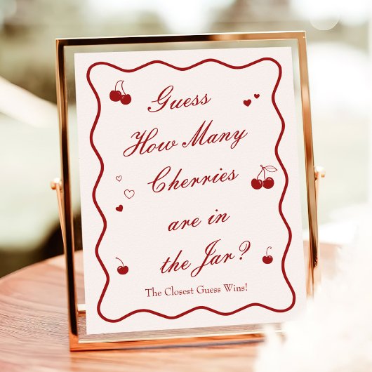 Cherry Bridal Shower Guess How Many Cherries ポスター