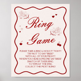 Cherry Bridal Shower Ring Game Poster ポスター