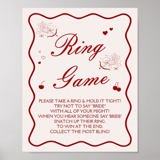 Cherry Bridal Shower Ring Game  Poster ポスター (正面)