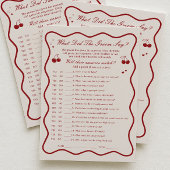 Cherry Bridal Shower What Did He Say Game Card 招待状