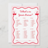 Cherry Bridal Shower What's in Your Purse Game 招待状 (正面)