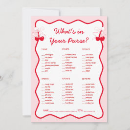 Cherry Bridal Shower What's in Your Purse Game 招待状