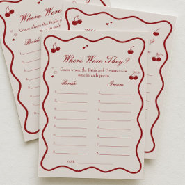 Cherry Bridal Shower Where Were They Game Card 招待状