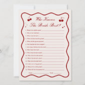 Cherry Bridal Shower Who Knows Bride Best Card 招待状 (正面)