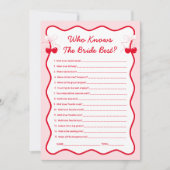 Cherry Bridal Shower Who Knows the Bride Best 招待状 (正面)