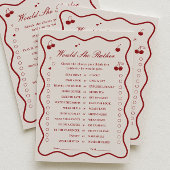 Cherry Bridal Shower Would She Rather Game Card 招待状