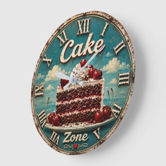Cherry Cake Baking Gift Dessert Kitchen Decor ラージ壁時計 (傾斜)