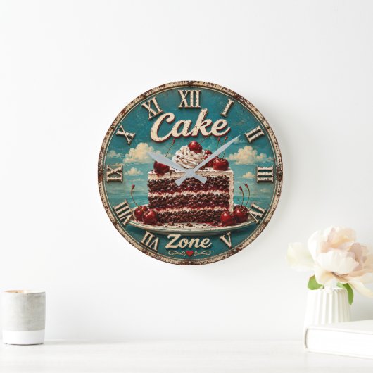 Cherry Cake Baking Gift Dessert Kitchen Decor ラージ壁時計 (ホーム)