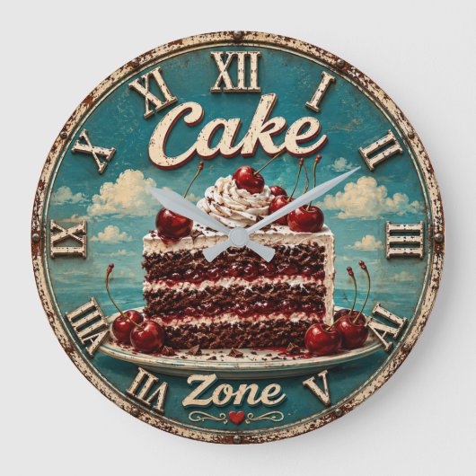 Cherry Cake Baking Gift Dessert Kitchen Decor ラージ壁時計 (正面)