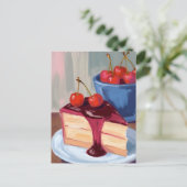 Cherry Cheesecake | Bakery Food Painting ポストカード (スタンド正面)