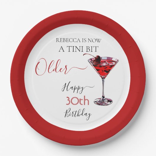 Cherry cocktail A tini bit Older Birthday ペーパープレート (正面)