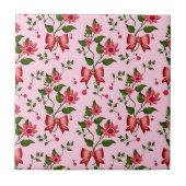 Cherry coquette floral Pattern Ceramic T タイル (正面)