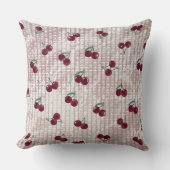 Cherry Crochet Throw Pillow Cover – Pastel Pink  クッション (正面)