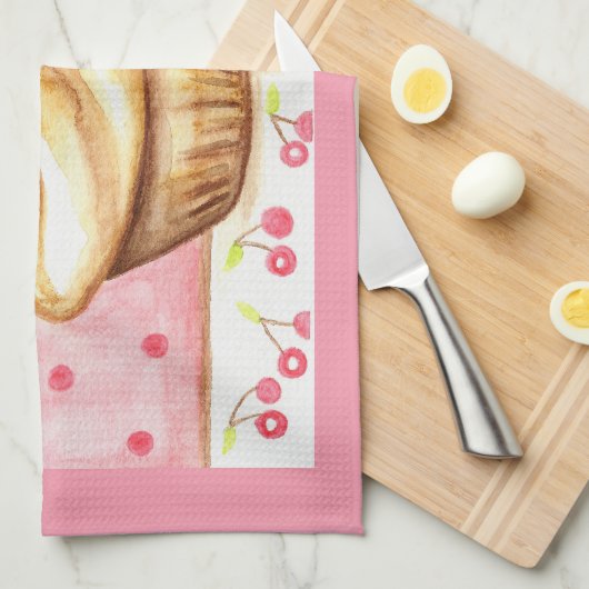 Cherry Cupcake Kitchen Towel  キッチンタオル (四つ折り)