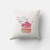 Cherry Cupcake Valentine – Hand-Drawn Dessert クッション (裏面)