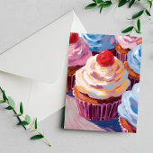 Cherry Cupcakes Happy Birthday Painting Card