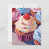 Cherry Cupcakes Happy Birthday Painting Card (正面)