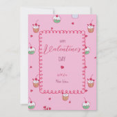 Cherry Cupcakes & Love Hearts – Valentine Dessert シーズンカード (正面)