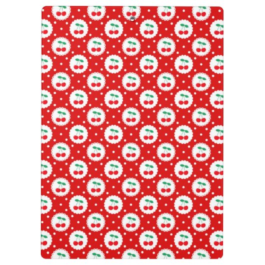 Cherry Dot Pattern – Retro Fruit Gift & Decor クリップボード (裏面)