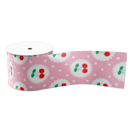 Cherry Dot Pattern – Retro Fruit Gift & Decor グログランリボン