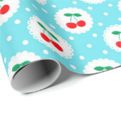Cherry Dot Pattern – Retro Fruit Gift & Decor ラッピングペーパー (ロールコーナー)