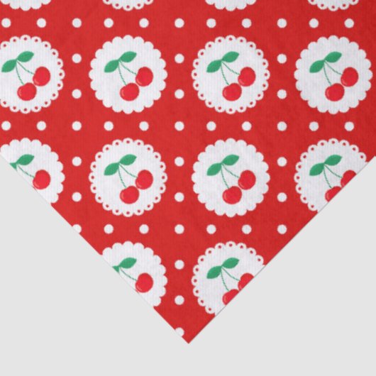 Cherry Dot Pattern – Retro Fruit Gift & Decor 薄葉紙 (詳細)