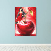 Cherry Fashion Illustration Wall Art Print キャンバスプリント (インサイチュ (ウッドフロア))
