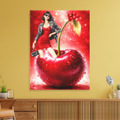 Cherry Fashion Illustration Wall Art Print キャンバスプリント (インサイチュ (リビング))
