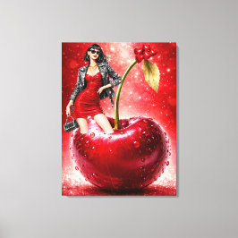 Cherry Fashion Illustration Wall Art Print キャンバスプリント