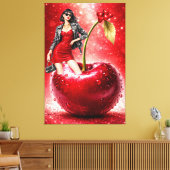 Cherry Fashion Illustration Wall Art Print キャンバスプリント (インサイチュ (リビング))