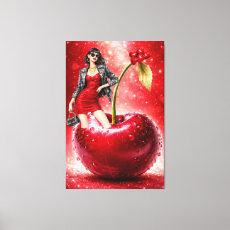 Cherry Fashion Illustration Wall Art Print キャンバスプリント