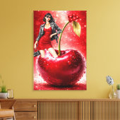 Cherry Fashion Illustration Wall Art Print キャンバスプリント (インサイチュ (リビング))